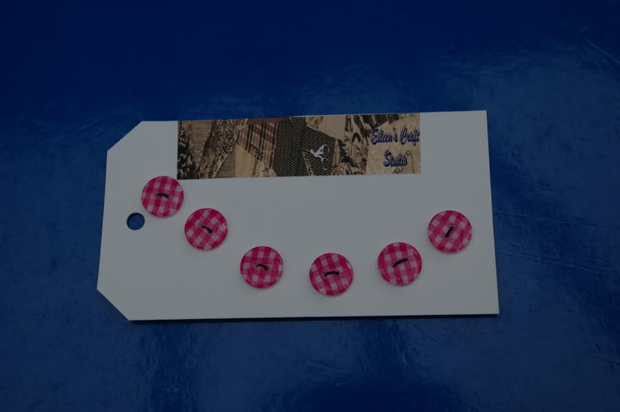 Buttons Set of Six Pink and White Buttons
