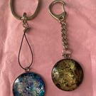 Hand painted cabochon keyrings - one of a kind