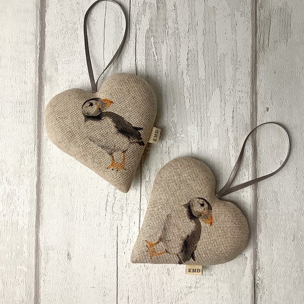 Hanging Heart - Puffins