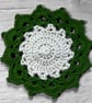 Handmade Crochet Flower Coasters Set of 6 with Basket - Image 4