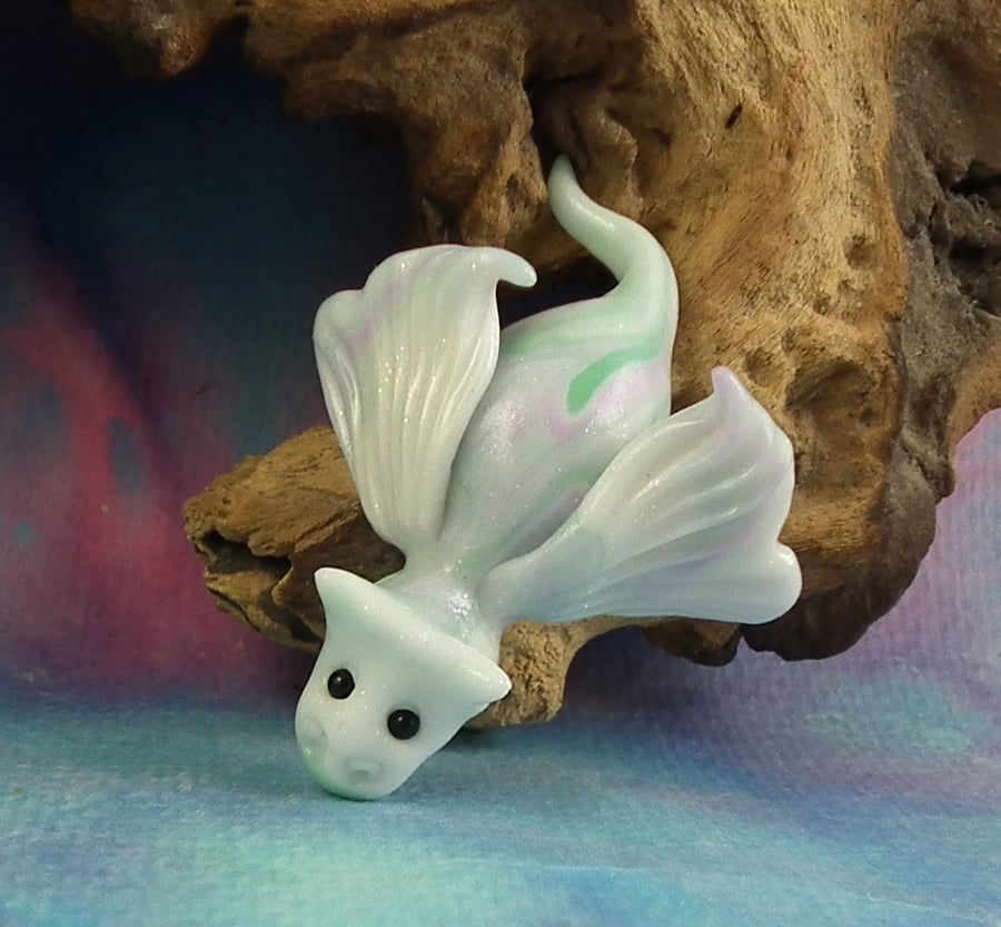 Tiny Elemental Ice Dragon 'Drella' OOAK Sculpt by artist Ann Galvin
