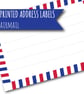 Printed self-adhesive address labels, airmail border, letter writing - Image 1