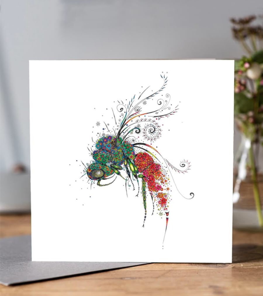 Ruby tailed wasp 'Chrysis ignita' Greeting card
