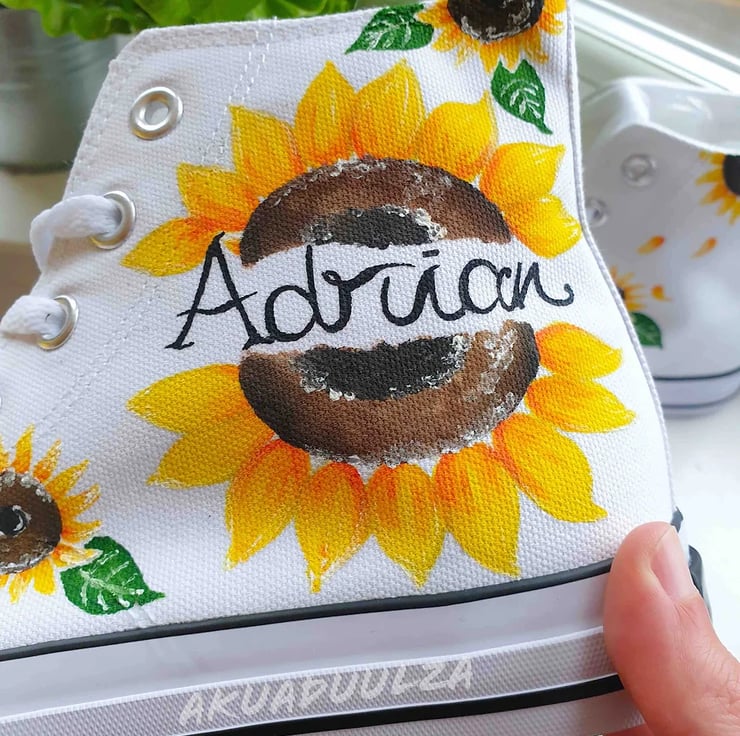 Personalised SUNFLOWER custom trainers, Custom Folksy