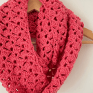 Coral Infinity Scarf - Handmade - Lace Crochet Scarf