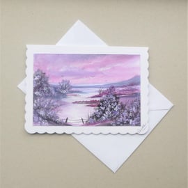 hand painted fantasy landscape greetings card ( ref F 613.A3 )