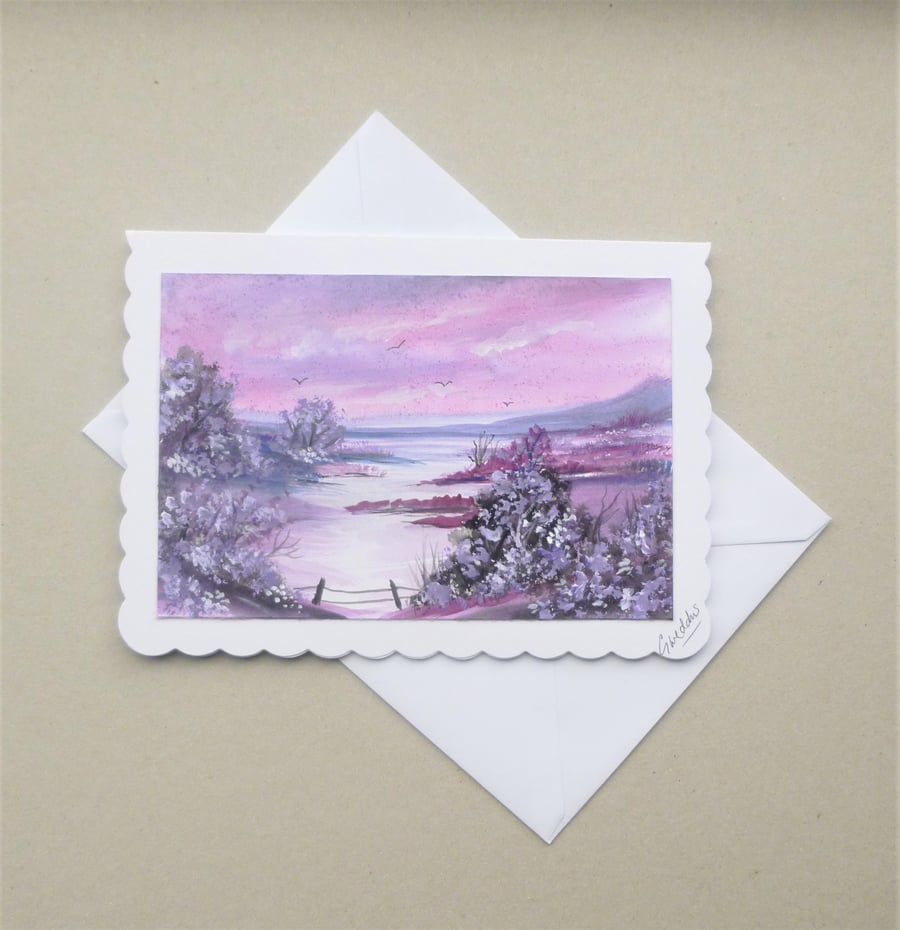 hand painted fantasy landscape greetings card ( ref F 613.A3 )