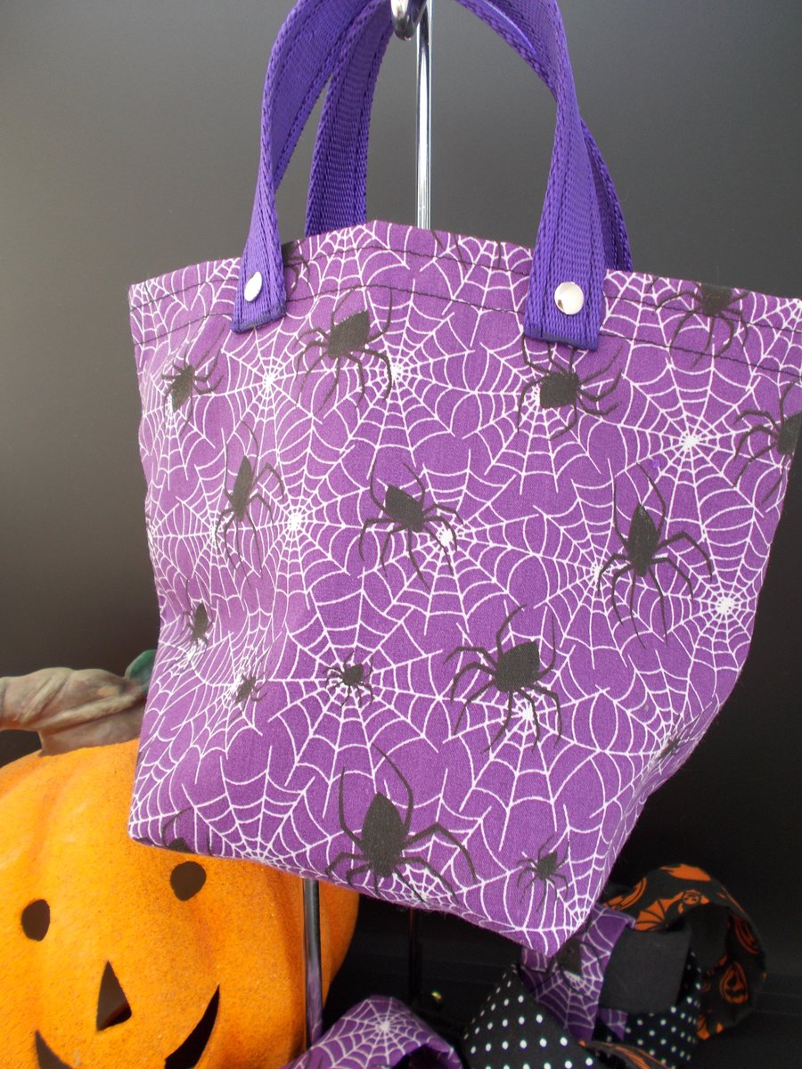 Small Tote Bag - Purple Spider