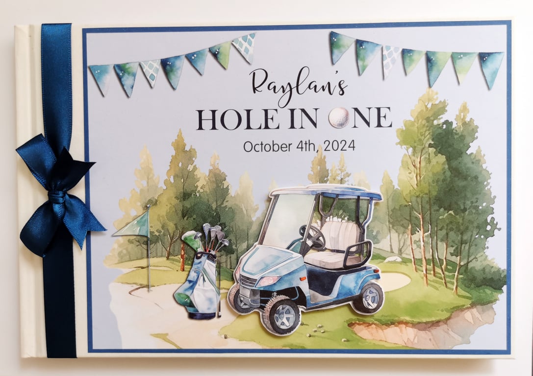 Golf birthday guest book, hole in one party book, golf keepsake, gift