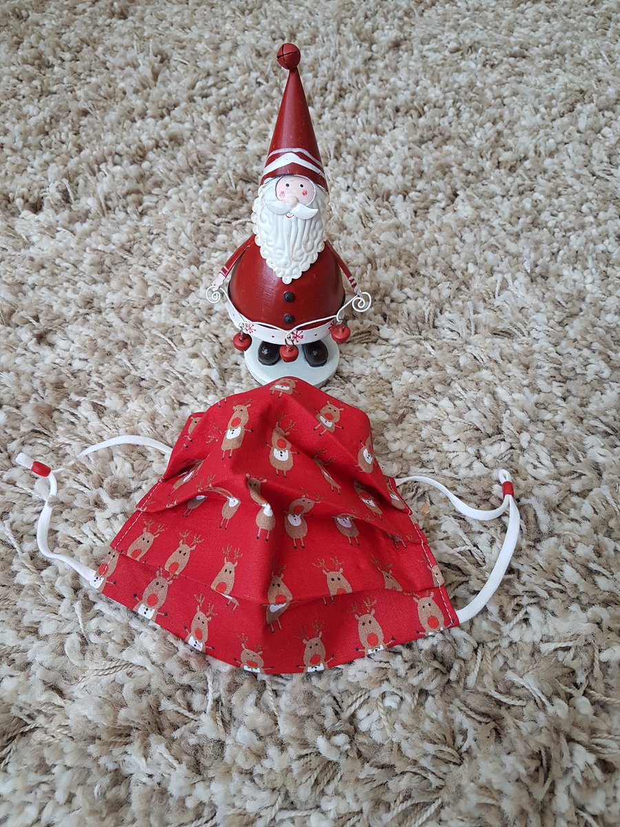 Small Adult or Teenager face covering – Reindeers in Bow Ties Print