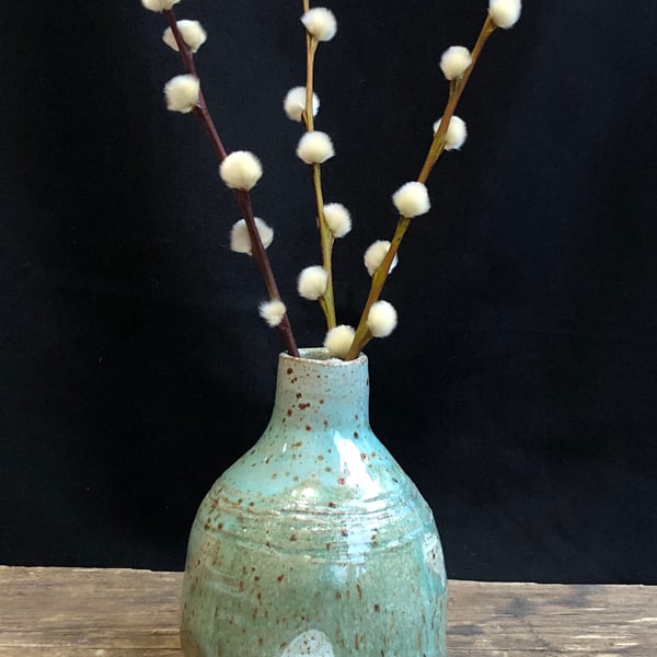 Perfectly Imperfect - Drippy glazed bud vase with texture