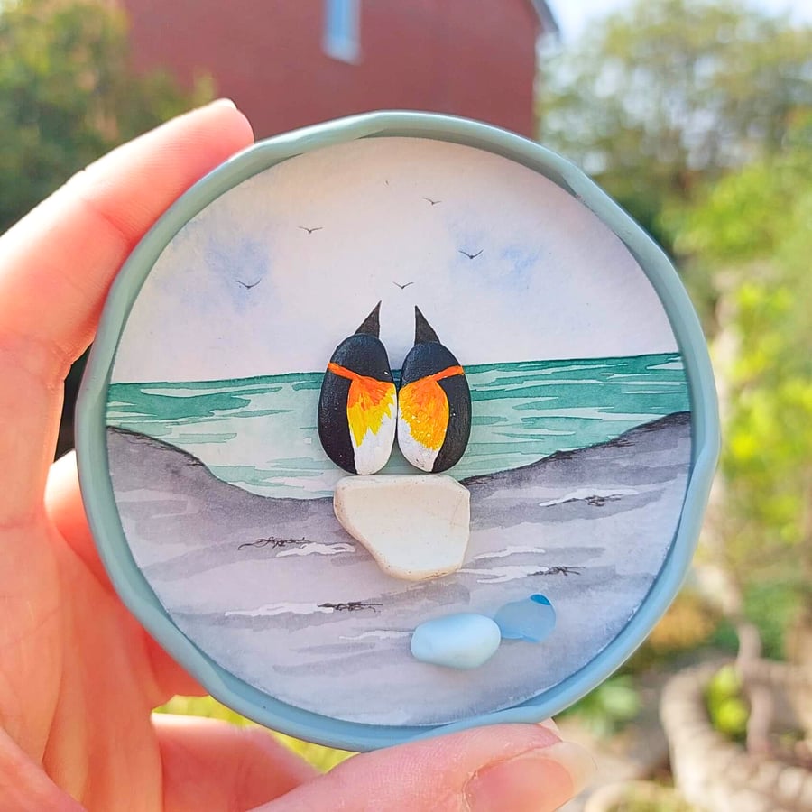Handmade Sea Glass Penguin Fridge Magnet, Meaningful Coastal Keepsake Gift