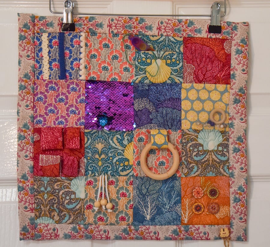 Patchwork Sensory Fiddle Lap Quilt for Alzheimer's or Dementia 
