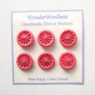 Dorset Buttons, Hand Crafted, Set of Six 2cm, Coral