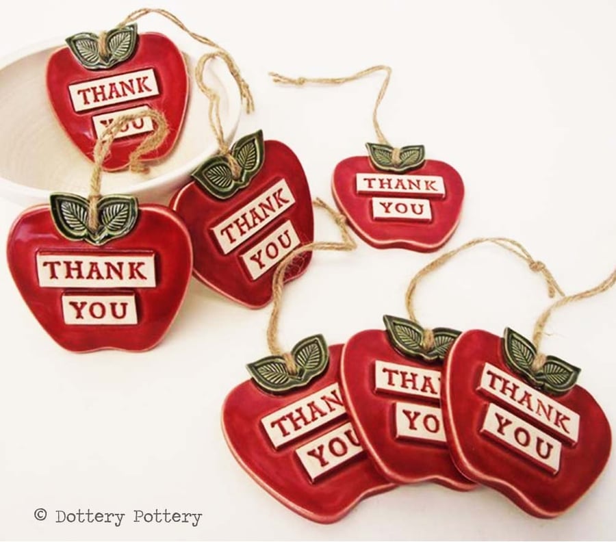Ceramic Apple decoration Thank You teacher gift Pottery Apple