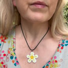 Glazed porcelain flower pendant