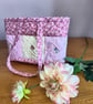 Mini Tote Bag in Strawberries and Cream fabric, combining quilting and tweaking
