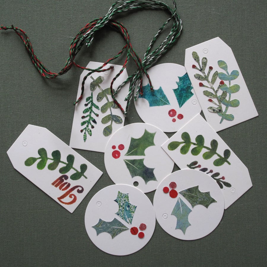 8 Handmade Christmas Gift Tags with Hand Twisted Ties
