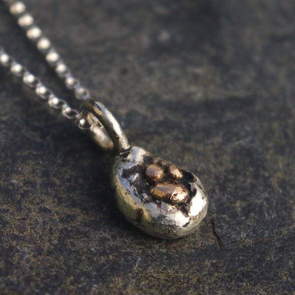  Recycled Silver and Gold Pebble Necklace 