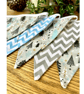 Handmade Grey, White & Blue Christmas Tree Bunting - Handmade Fabric Garland