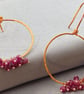 Natural Ruby & Hammered Copper Hoop Earrings - Image 5