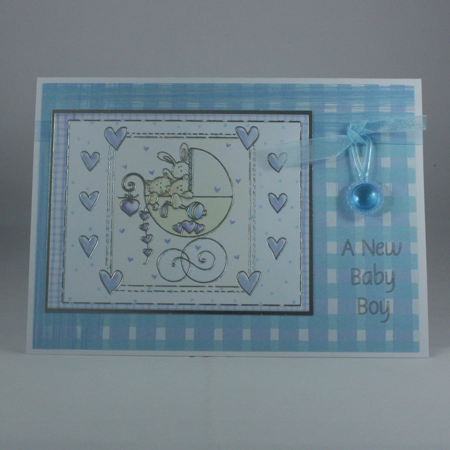 Handmade new baby boy card