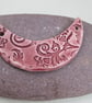 Rose Red Brocade Ceramic Crescent Bib Pendant - Image 1