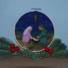 Needle felted Nativity embroidery hoop christmas decoration