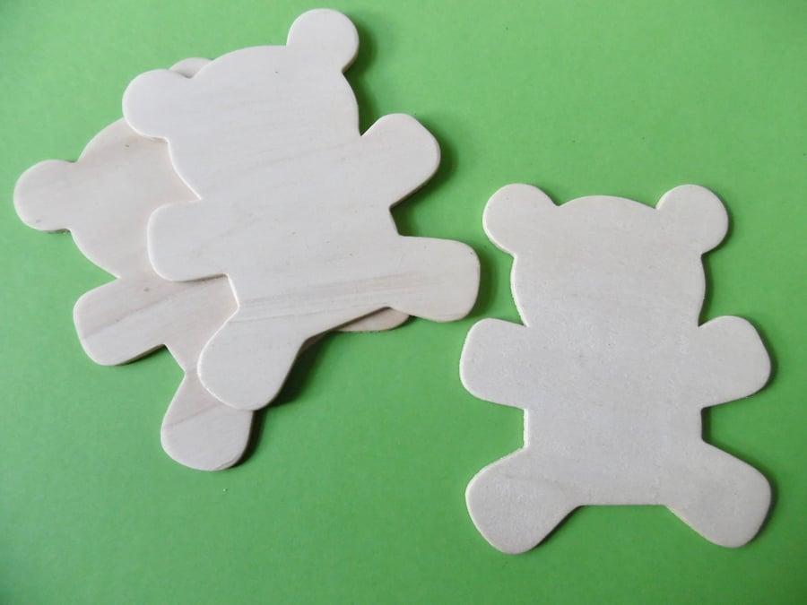 3 x Wooden Plaques   Unfinished 3mm Plywood TEDDY Shape NOT laser cut