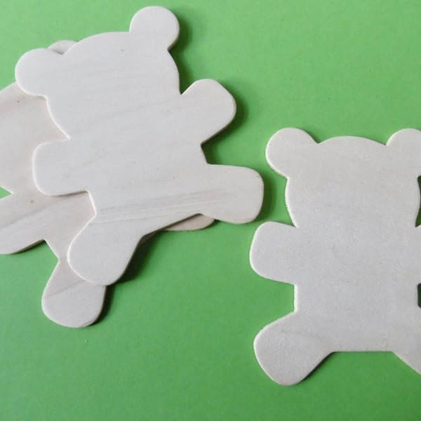 3 x Wooden Plaques   Unfinished 3mm Plywood TEDDY Shape NOT laser cut