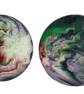 Hand-Painted 10 cm Round Multi-Display Set - Verdant Cosmos Abstract Duo