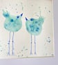 Three Leggy Birds watercolour painting. Size A4 includes mount. - Image 2