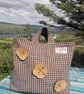 Harris Tweed shopper bag with hand turned wooden buttons 
