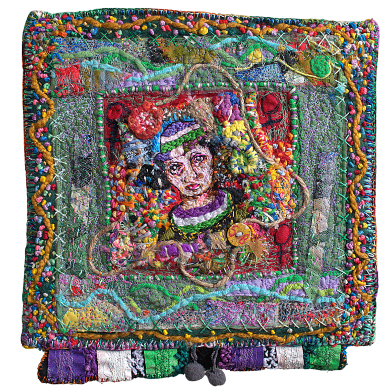 Hand stitched needlework - feminist art - textile portrait - wall hanging