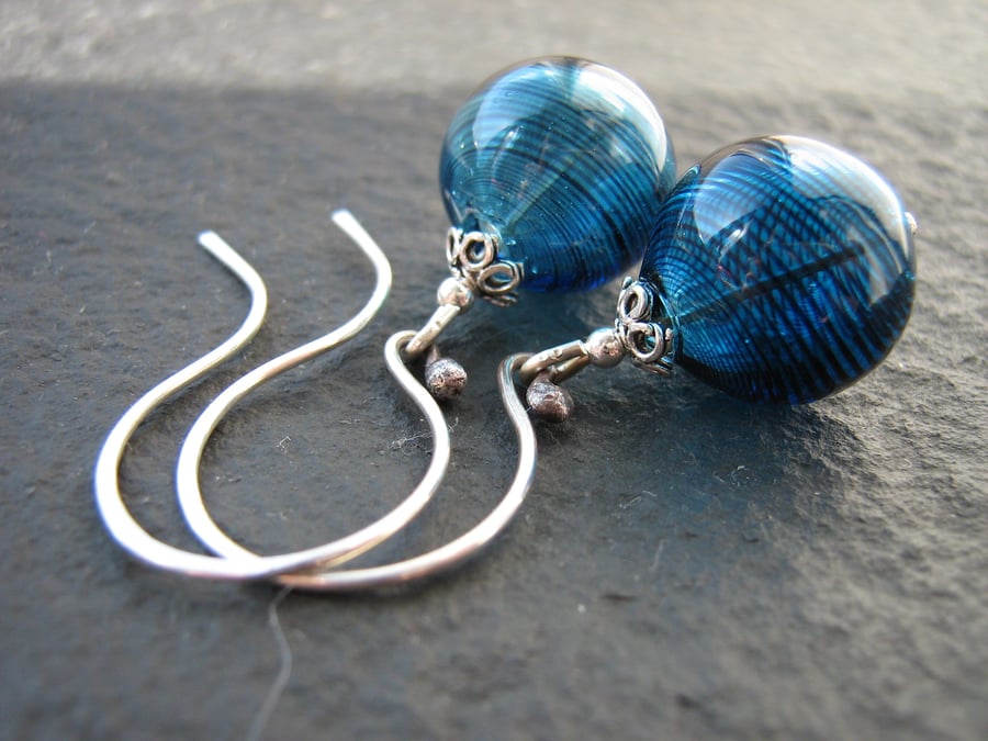 Blue Bubble Glass Earrings