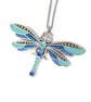 Blue dragonfly pendant, handpainted necklace in shades of blue enamel - Image 2