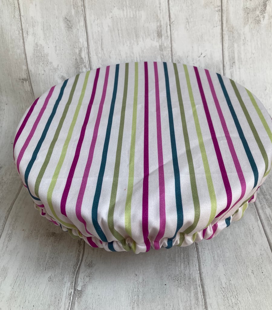 One extra large reusable bowl cover to fit a mixing bowl - stripes 