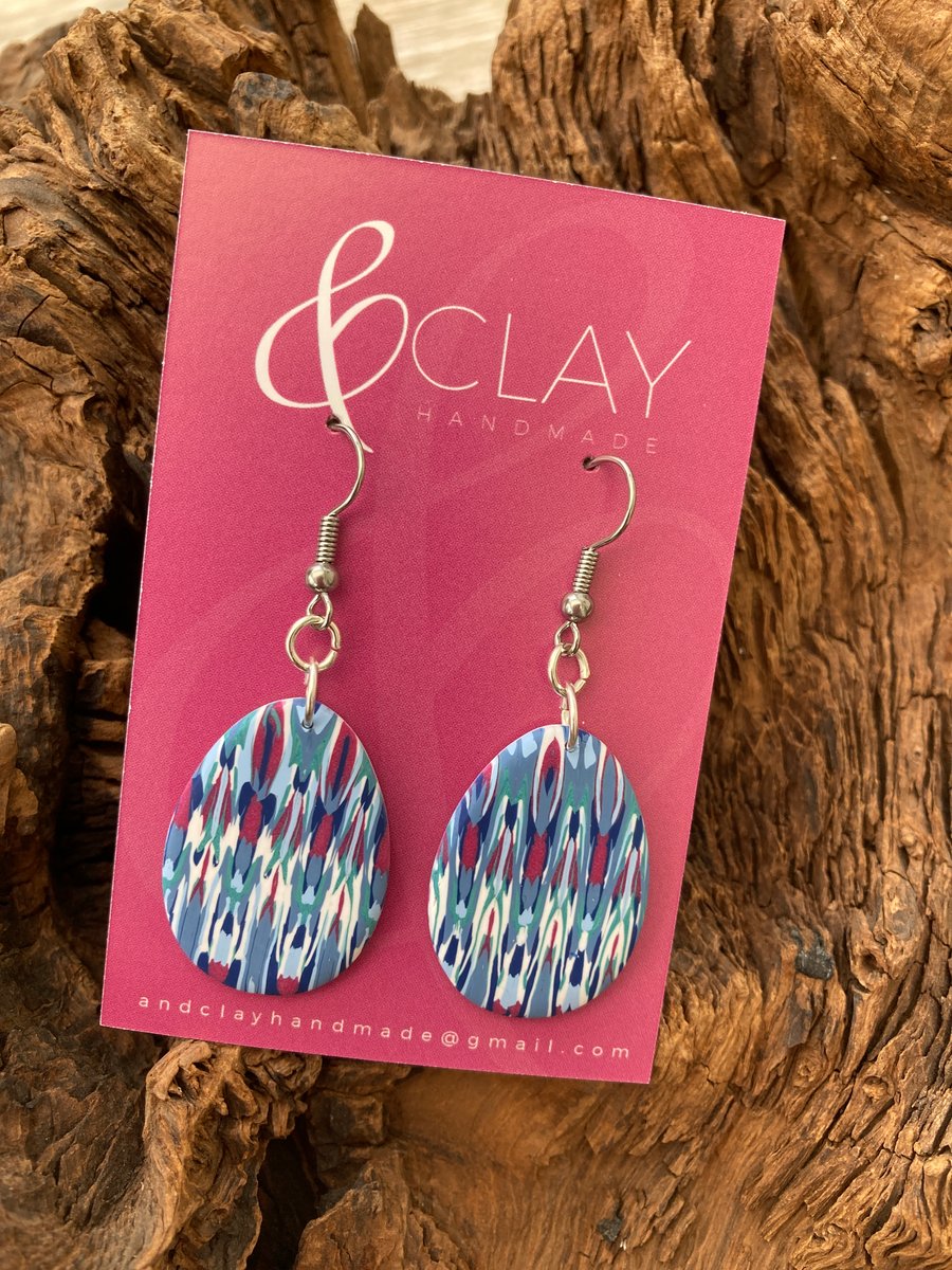 Colourful Patterned Polymer Clay Easter Egg Earrings