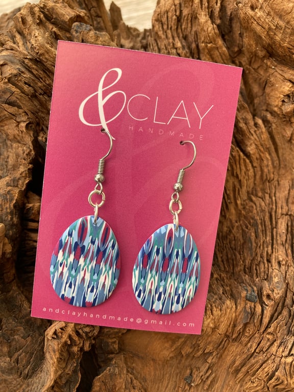 Colourful Patterned Polymer Clay Easter Egg Earrings