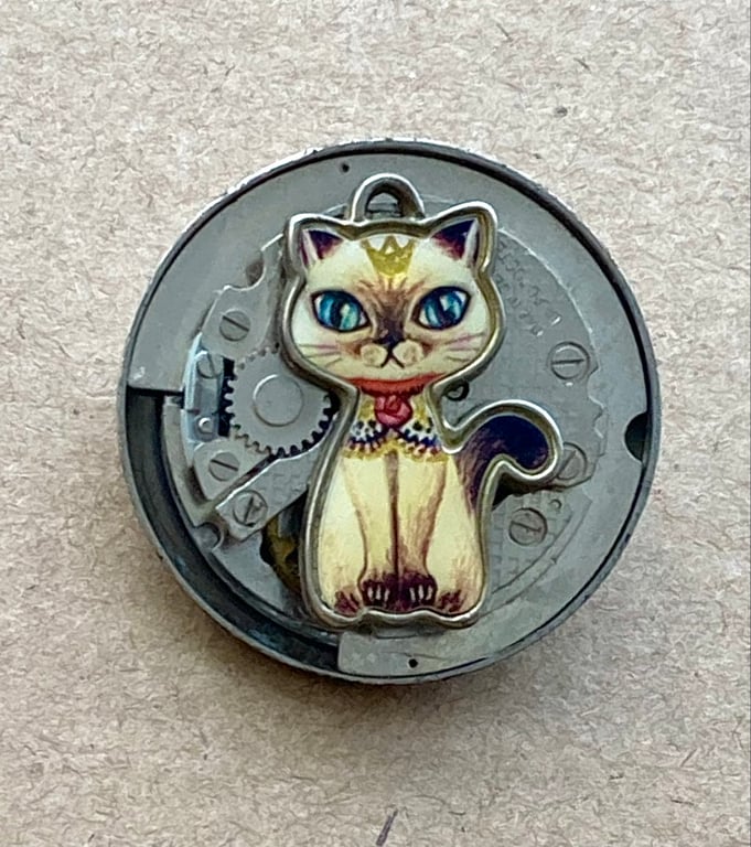 Upcycled Steampunk Vintage Watch Movement Brooch Pin