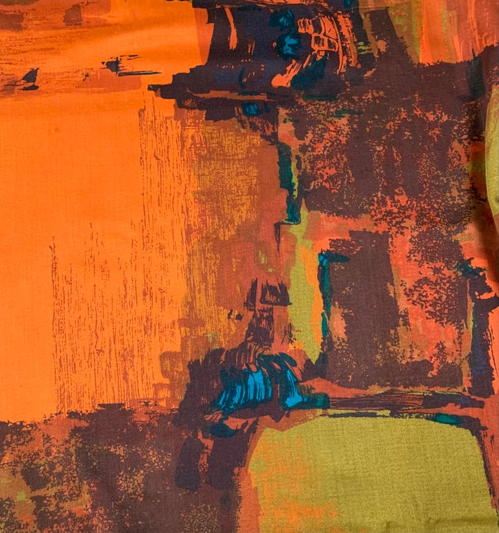 Dramatic Midcentury Abstract Orange ROMANY Vintage Fabric Lampshade option