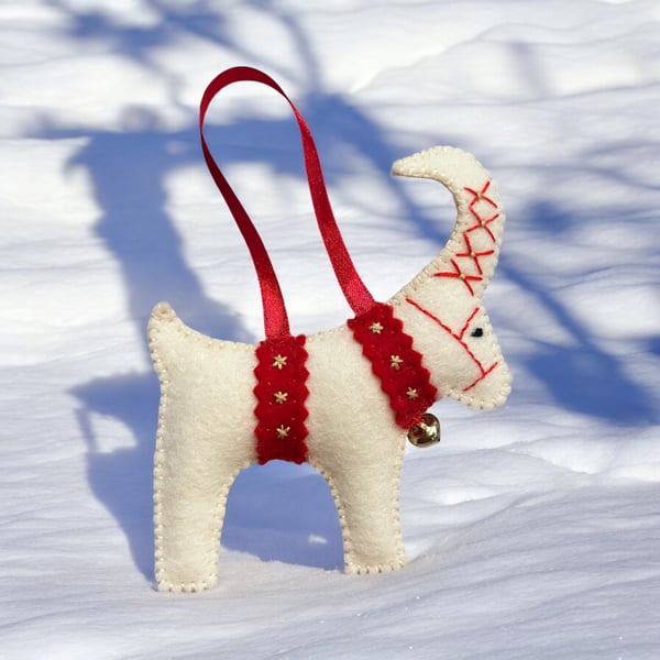 Scandi Christmas Felt Yule Goat Felt Decoration