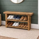 Reclaimed Timber Shoe Rack Handmade Rustic Hallway Storage Unit (Solid Wood)