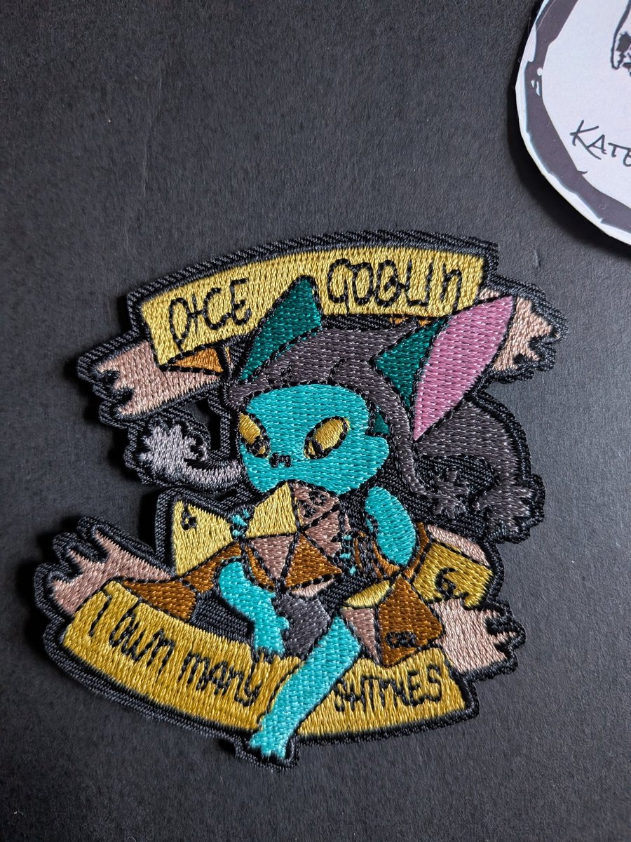Dice Goblin I Own Many Shinies Embroidered Iron-On Patch - 8.5x7.5cm
