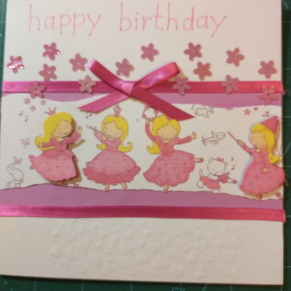 Dancing princesses decoupage birthday card