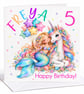 Personalised Mermaid & Unicorn Birthday Card - Girls Rainbow Birthday Card - Image 3
