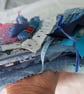 Upcycled slow stitching kit includes fabric, buttons, thread, lace, ribbon - Image 2