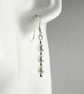 Shell pearl drop earrings, sterling silver, 4mm, 3 colour options - Image 1