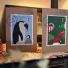 Stamp Christmas Card Pack - Penguin, Hats, Dinner