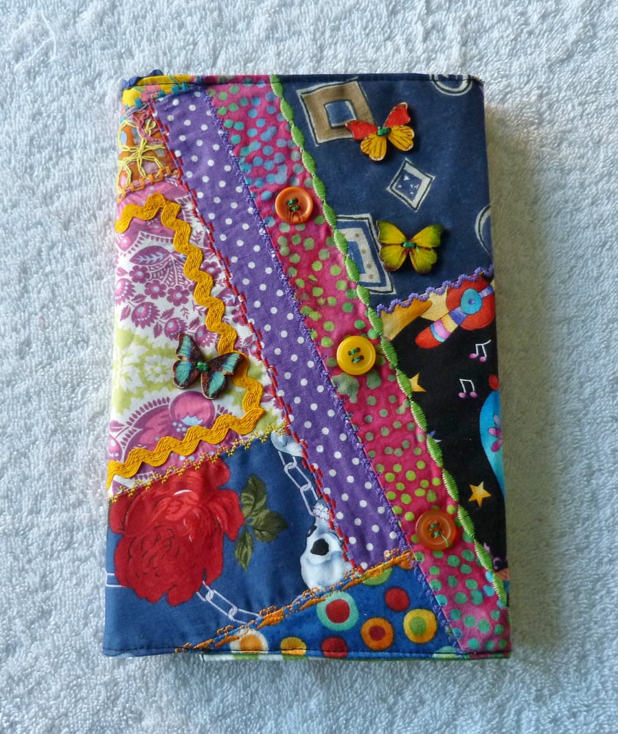 Embellished  Patchwork A5 Notebook with Lined Notepad. 